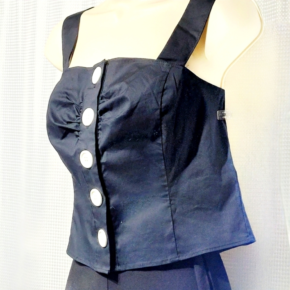 NWT Anxiety Black Stretch Crop Corset Top (L)